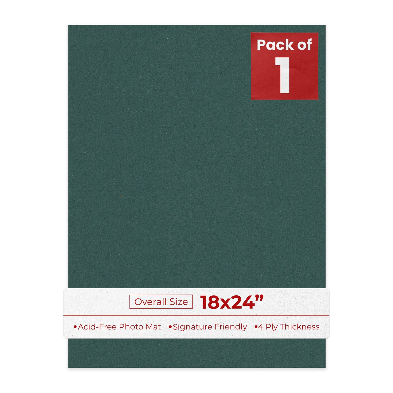Forest Green 18x24 Uncut Mat Board - Blank Sheets, No Opening